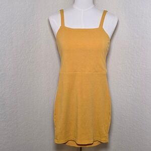 Superdown Yellow Ribbed Knit Mini Dress Sleeveless Cut Out‎ Tie Back XS